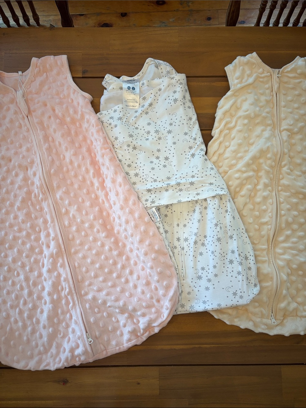 Baby Sleep Sacks - Pink, Cream & White Star Print